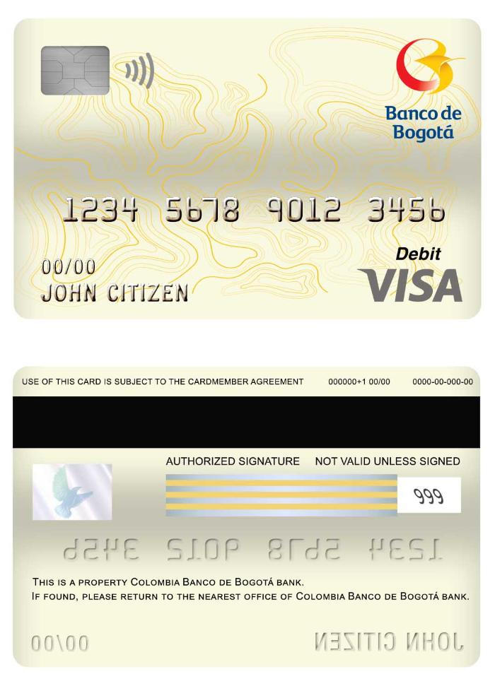 Colombia Banco de Bogota bank visa debit card